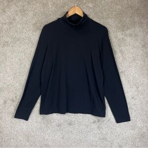 Lands End Turtleneck Womens Extra Large Black Cotton Blend Lightweight- 4505